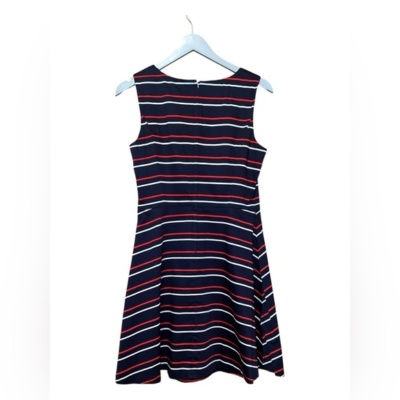 Tommy Hilfiger Red, White & Blue Striped Dress with Red Belt Size 6 - Picture 2 of 8